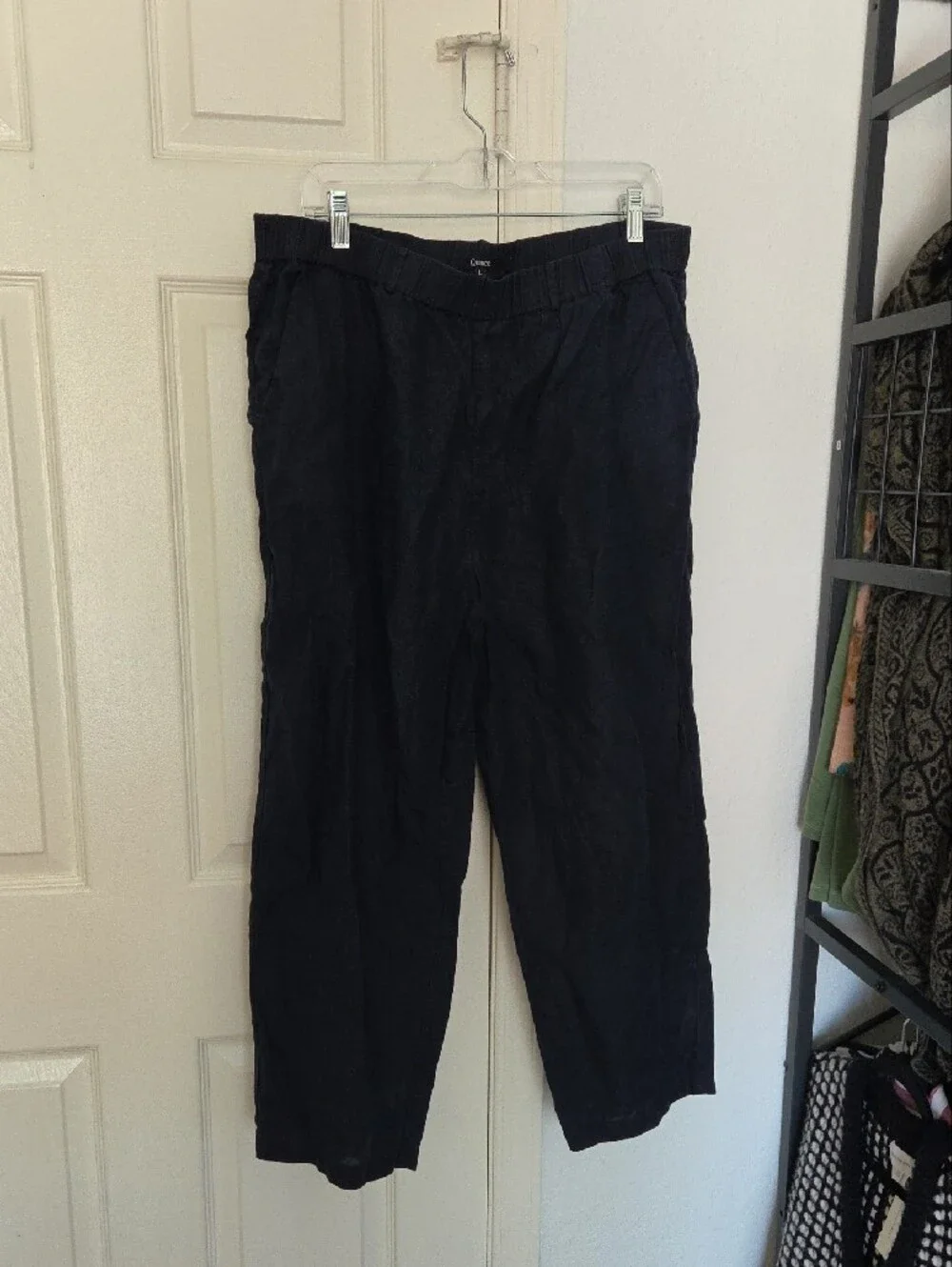 Quince Womans Navy Elastic-Waist Linen Pants Large